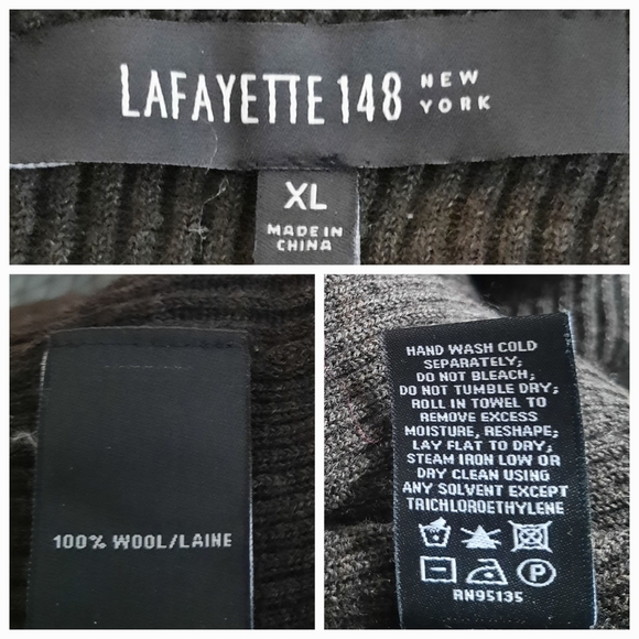 LAFAYETTE 148 Brown Wool Shawl Collar 1/2 Sleeve Shrug Cardigan Sweater Sz XL - Picture 9 of 9